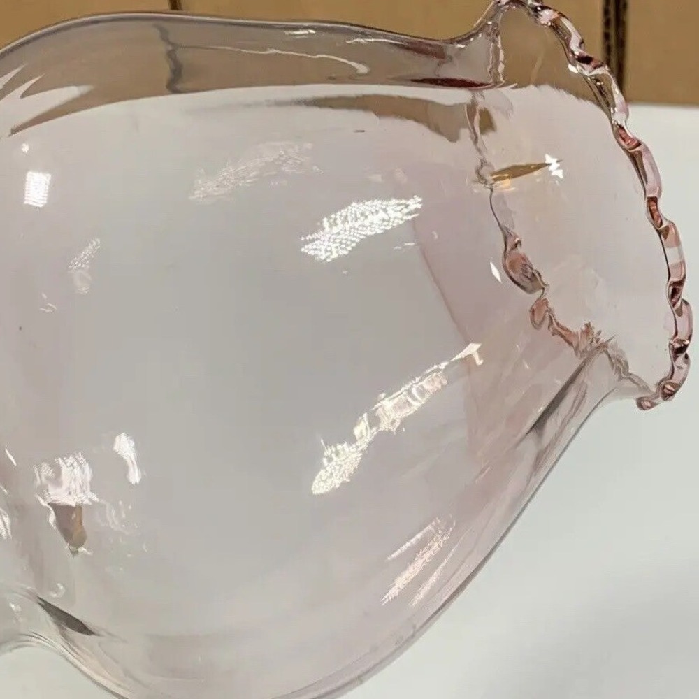 Set of 2 Home Interiors Ruffled Glass Votive Candle Holders Pink Optic Vintage - Picture 5 of 8